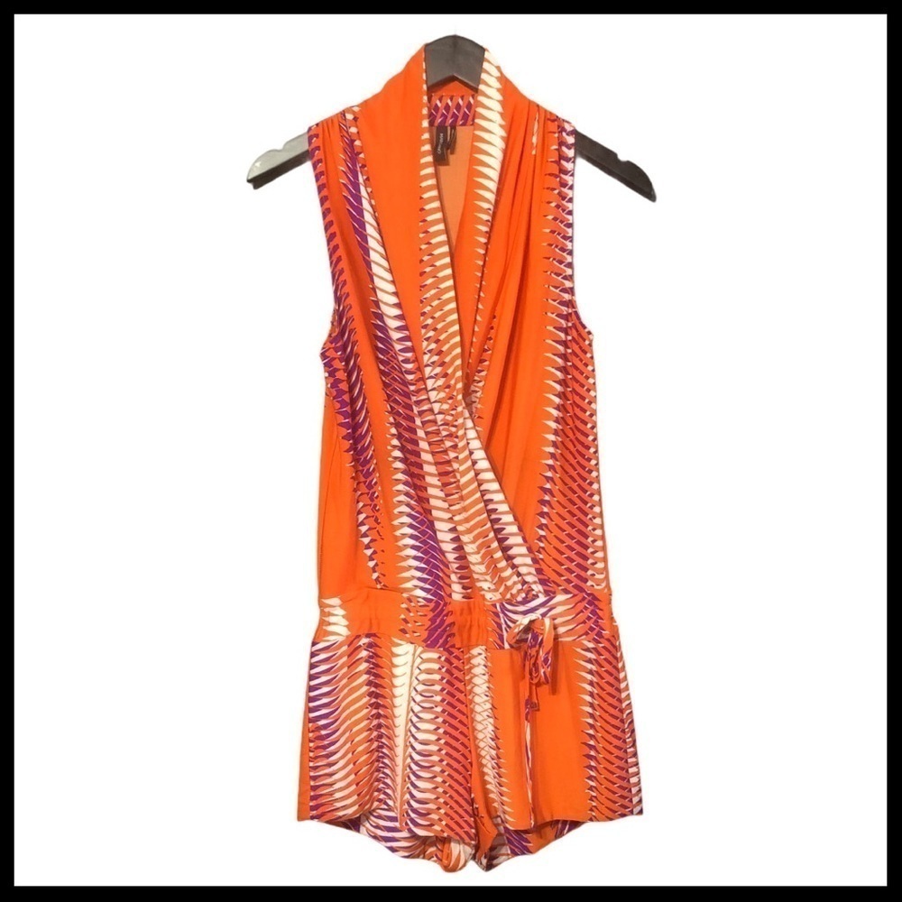 MARCIANO Tropic Twist Romper in Orange Multi